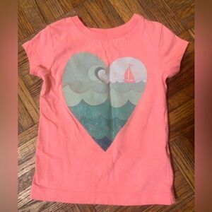 Carter's coral T-Shirt with Heart and Sailboat Graphic